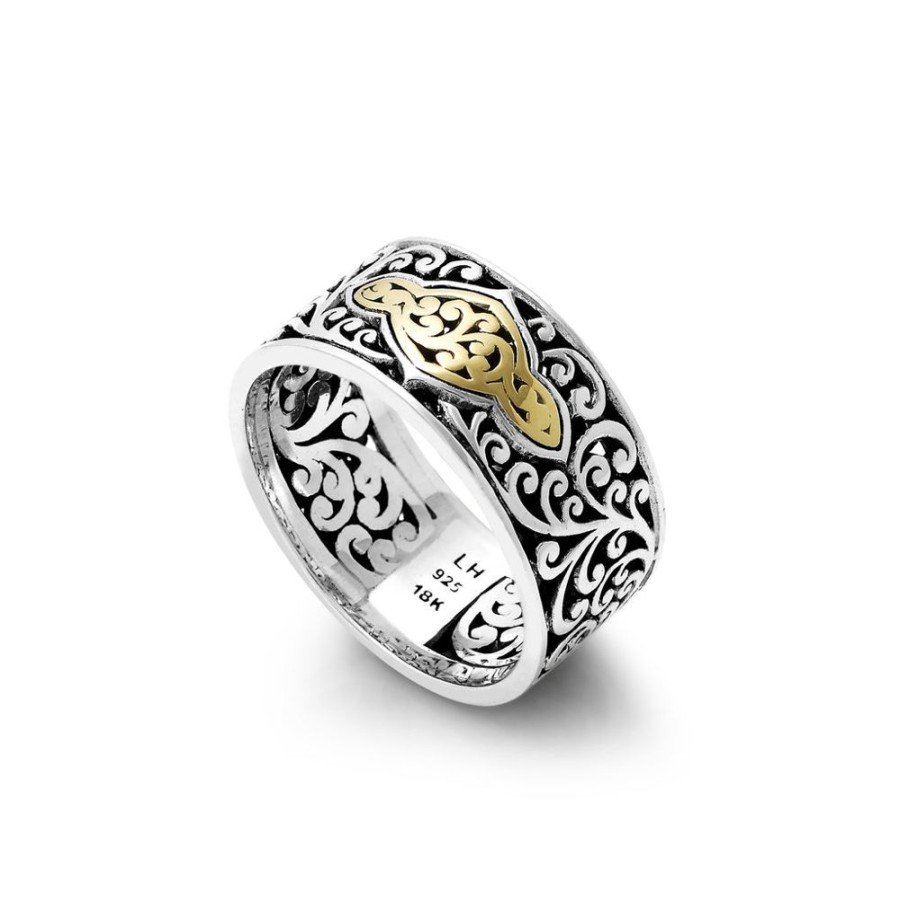 Women Lois Hill | 18K Gold Signature Scroll Sterling Silver Band Ring