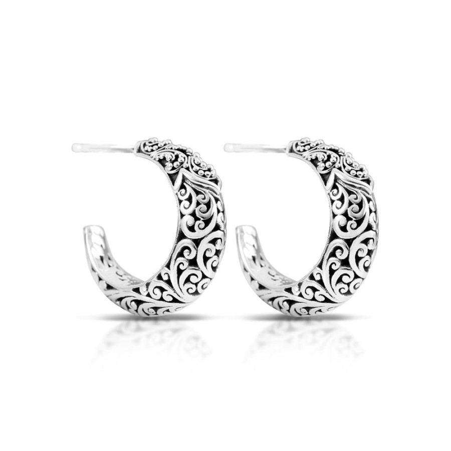 Women Lois Hill | Lh Signature Scroll With Granulated Accent Small (20Mm) Hoop Earrings