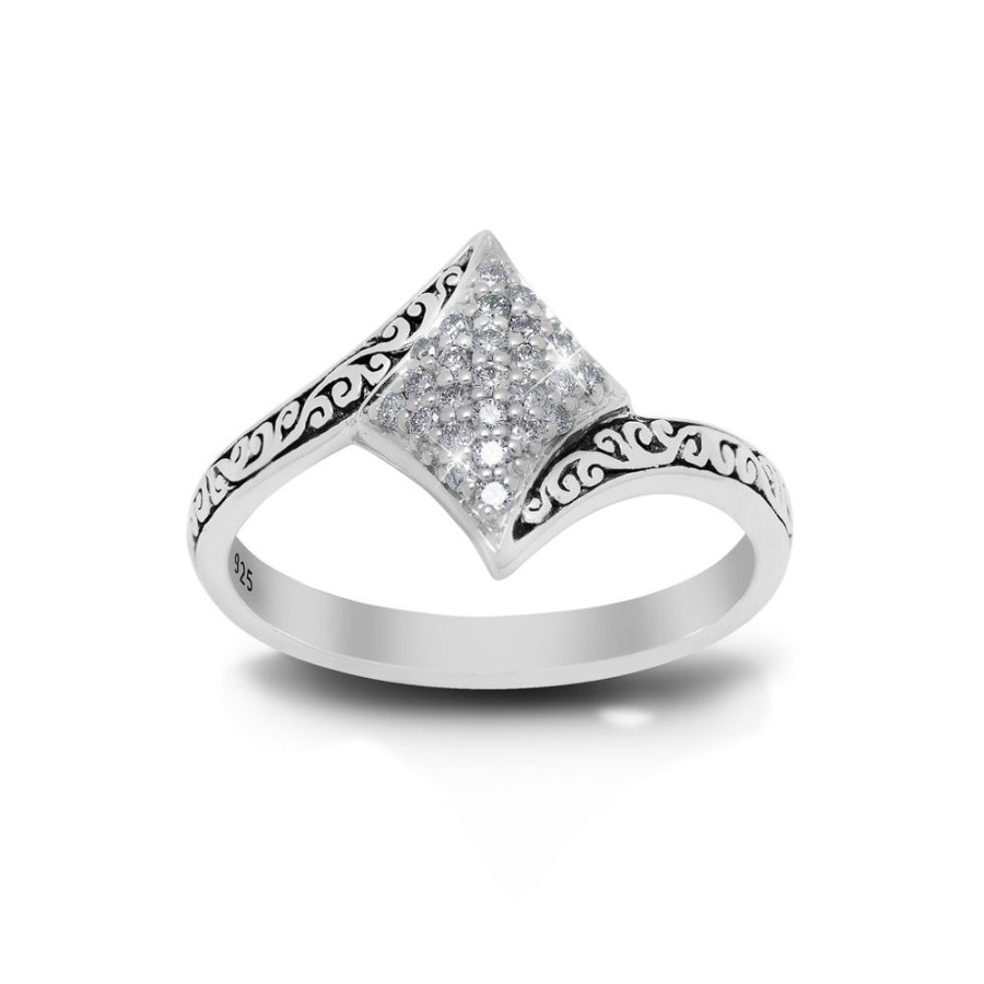 Women Lois Hill | Classic Cutout Scroll Band W/Diamond-Shaped Pave Diamond Ring