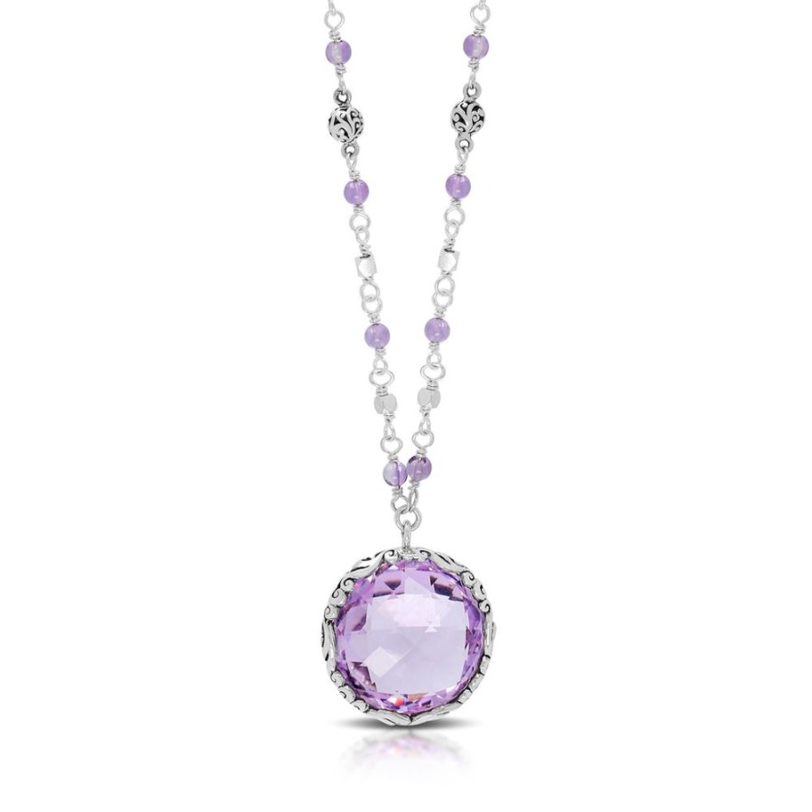 Women Lois Hill | Rose-De-France Amethyst (18Mm) Pendant Elegant Necklace (17" -20")