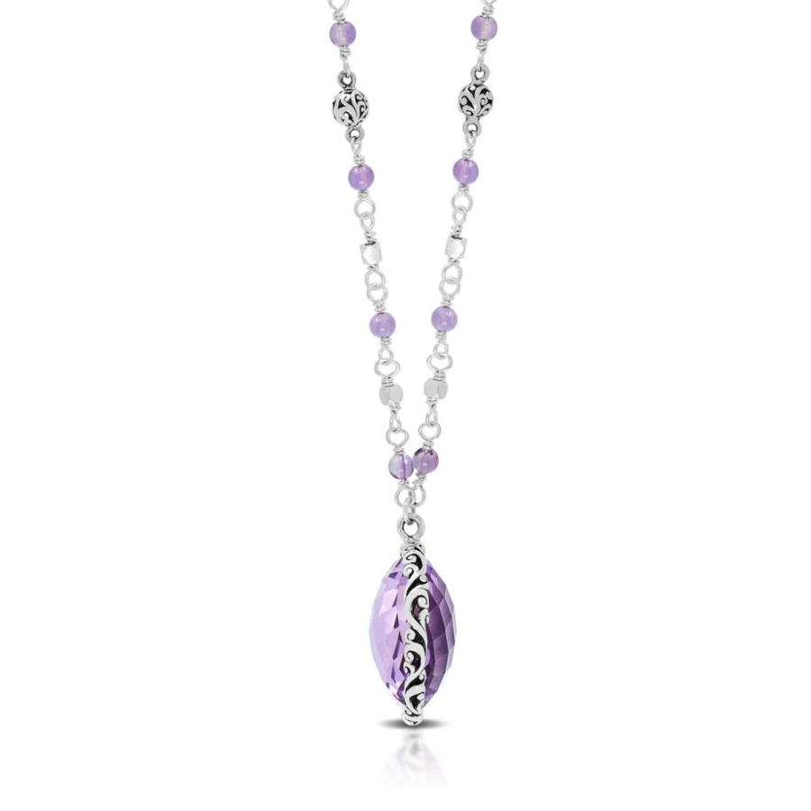 Women Lois Hill | Rose-De-France Amethyst (18Mm) Pendant Elegant Necklace (17" -20")