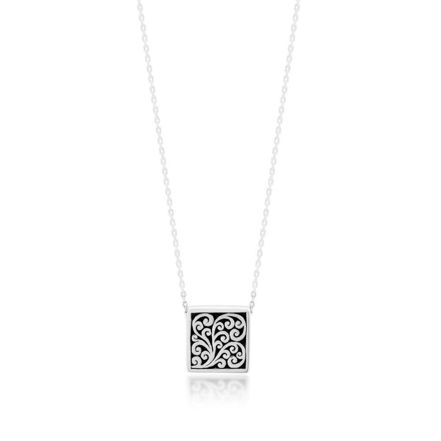 Women Lois Hill | Square Pendant Lh Scroll Necklace