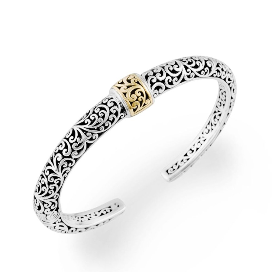 Women Lois Hill | 18K Gold Lh Scroll Accent With Silver Cuff