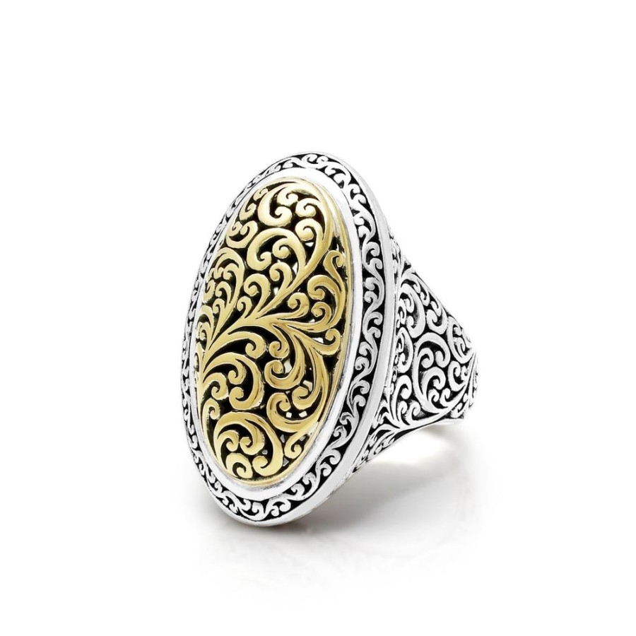 Women Lois Hill | 18K Gold Oval Signature Open Scroll Sterling Silver Ring