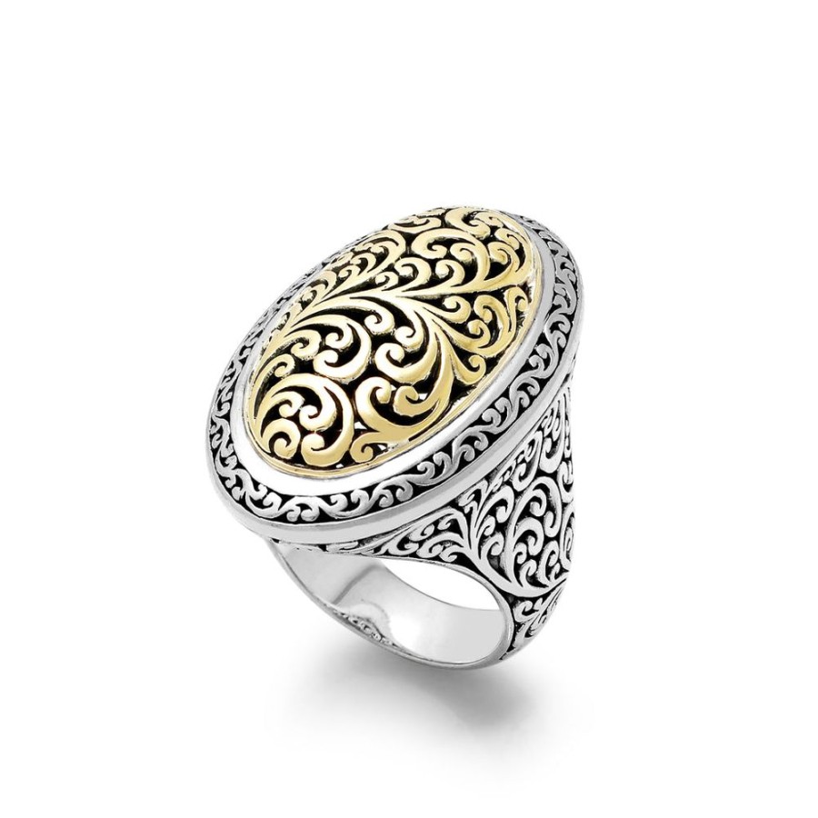 Women Lois Hill | 18K Gold Oval Signature Open Scroll Sterling Silver Ring