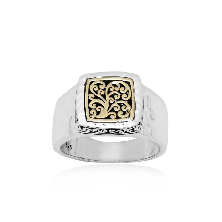 Women Lois Hill | 18K Gold Lh Scroll Two Tone Signet Ring